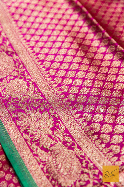 Magenta Brocade Banarasi Katan Silk Saree