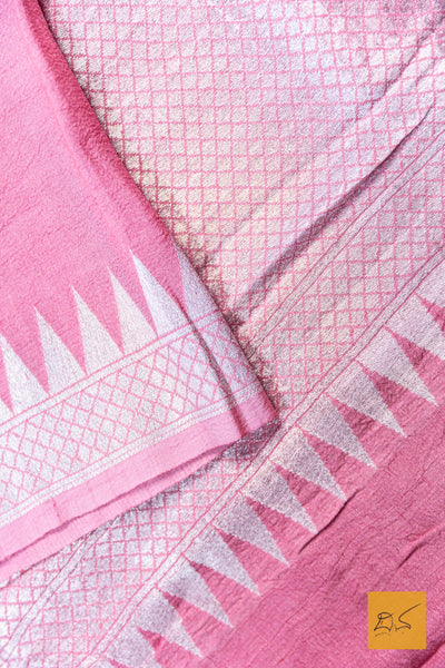 Priya- Baby Pink Banarasi Tussar Georgette Saree