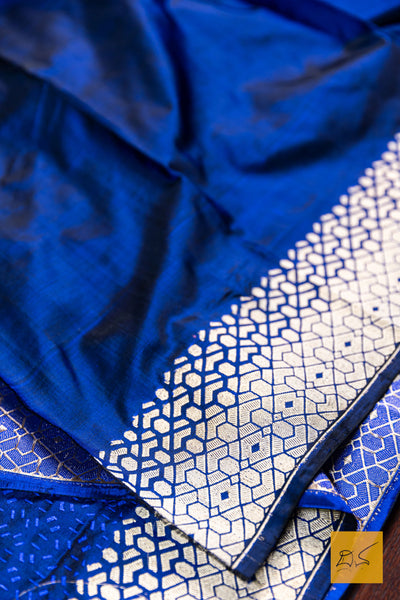 Kanishta- Blue Banarasi Katan Silk Handwoven Saree