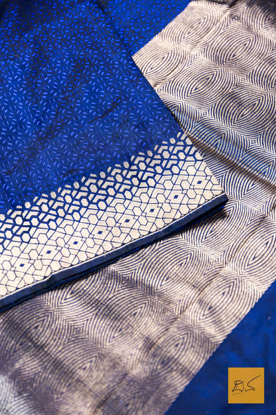 Kanishta- Blue Banarasi Katan Silk Handwoven Saree