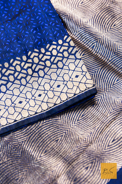 Kanishta- Blue Banarasi Katan Silk Handwoven Saree
