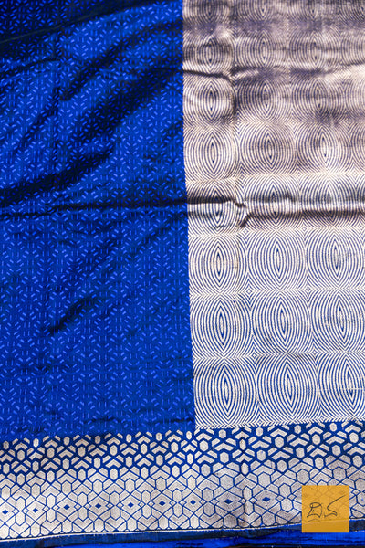 Kanishta- Blue Banarasi Katan Silk Handwoven Saree