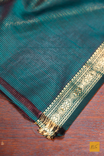 Chandrakala- Green Maheshwari Garbh Reshmi Handwoven Saree