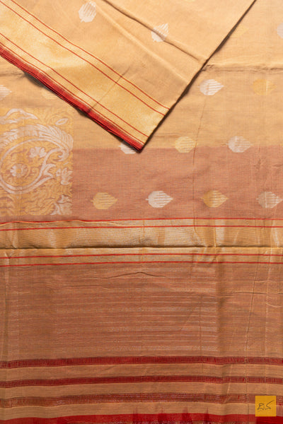 Trisha- Offwhite Banarasi Pure Cotton Handwoven Saree