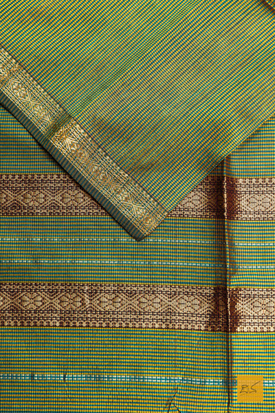 Chandrakala- Green Maheshwari Garbh Reshmi Handwoven Saree