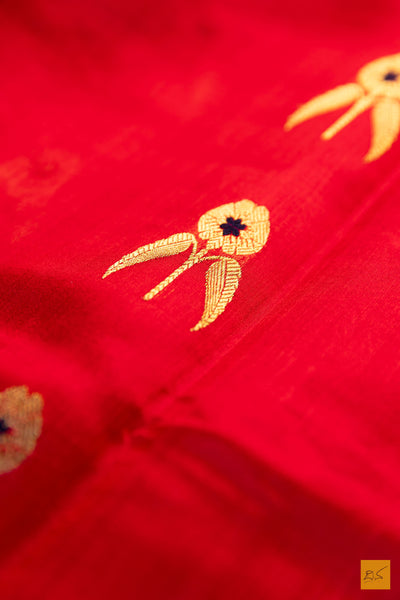 Kshithija- Red Chanderi Pure Silk Handwoven Saree