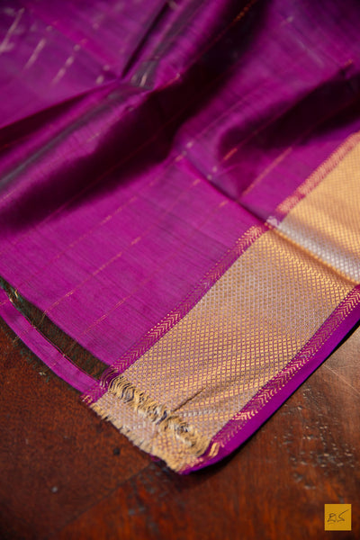 Shantha- Peacock Blue Maheshwari Silk Cotton Handwoven Saree