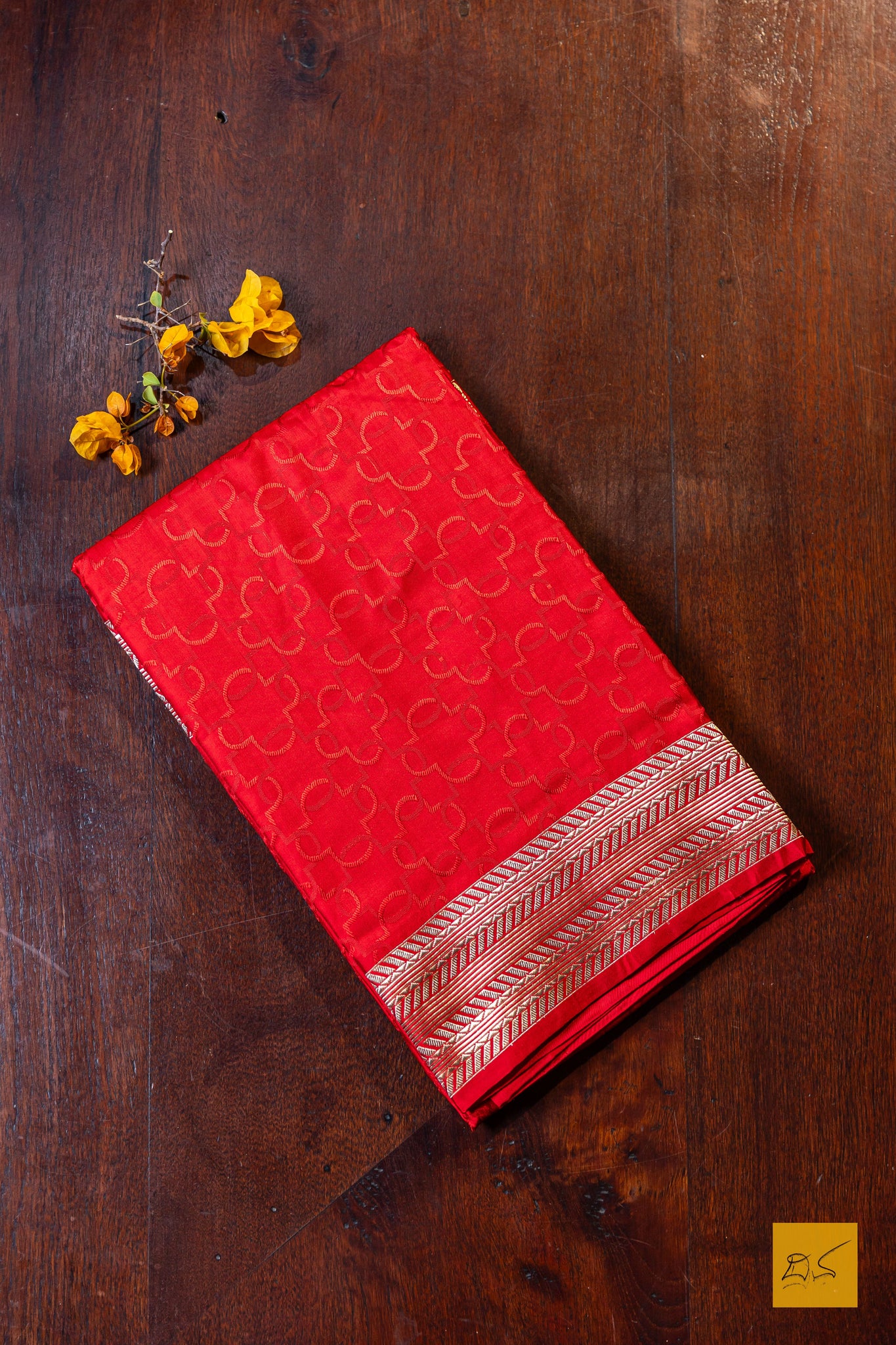 Parashakthi- Red Banarasi Satin Silk Handwoven Saree