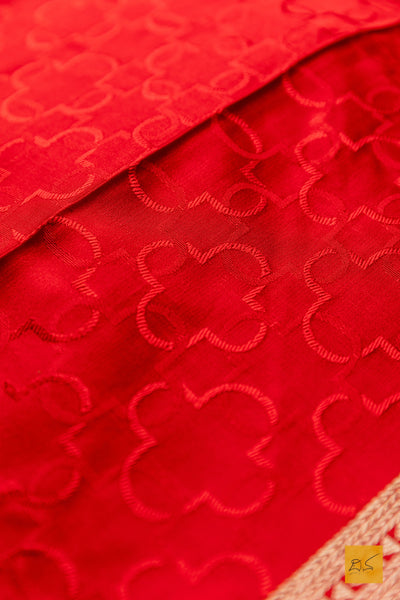 Parashakthi- Red Banarasi Satin Silk Handwoven Saree