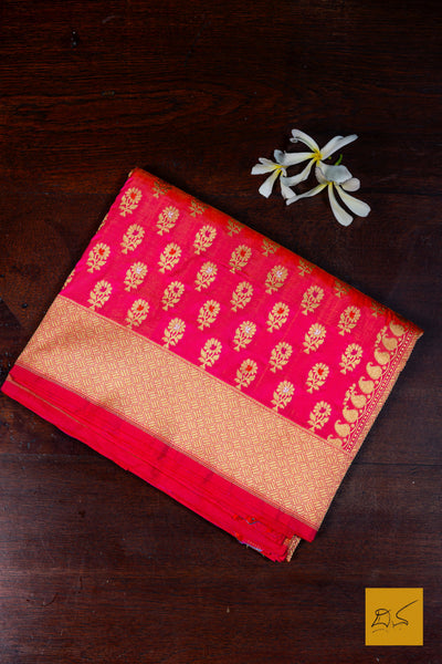 Sunidhi- Pink Banarasi Katan Silk Handwoven Saree