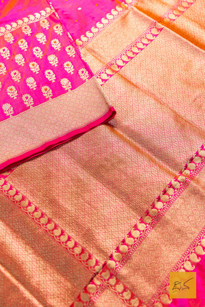 Sunidhi- Pink Banarasi Katan Silk Handwoven Saree