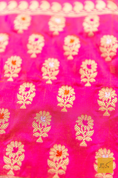 Sunidhi- Pink Banarasi Katan Silk Handwoven Saree