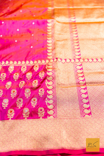 Sunidhi- Pink Banarasi Katan Silk Handwoven Saree