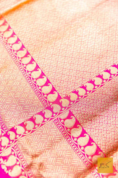 Sunidhi- Pink Banarasi Katan Silk Handwoven Saree