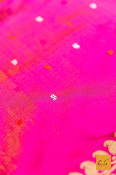 Sunidhi- Pink Banarasi Katan Silk Handwoven Saree