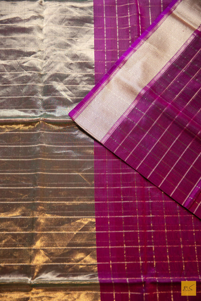 Shanthala- Purple Maheshwari Silk Cotton Handwoven Saree