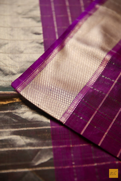 Shanthala- Purple Maheshwari Silk Cotton Handwoven Saree