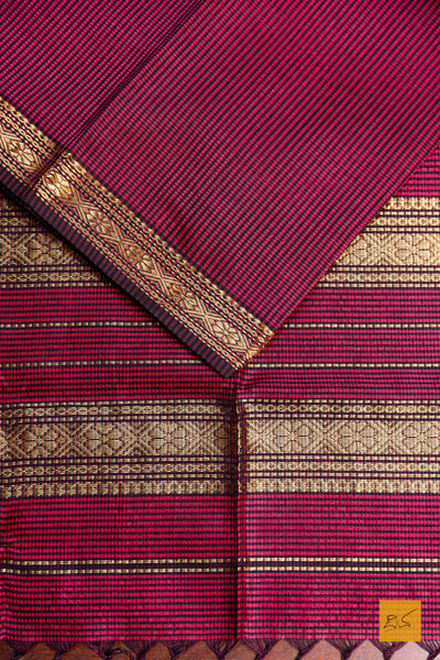 Jalajakshi- Pink-Black Maheshwari Garbh Reshmi Handwoven Saree