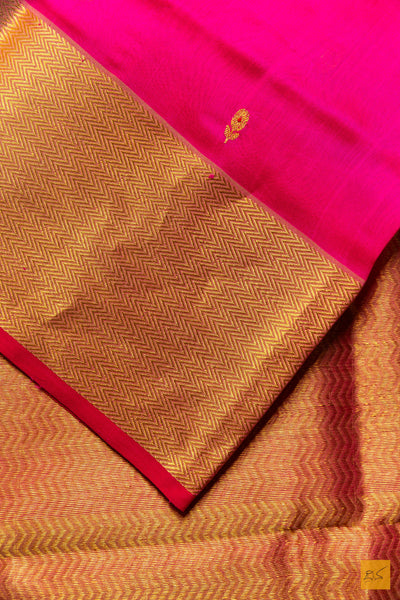 Vasundhara- Pink Chanderi Pure Silk Handwoven Saree
