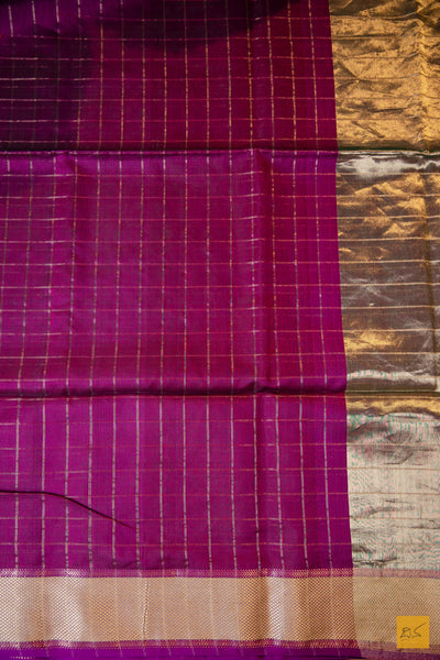 Shanthala- Purple Maheshwari Silk Cotton Handwoven Saree
