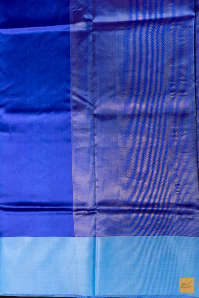 Kanika- Blue Chanderi Pure Silk Handwoven Saree