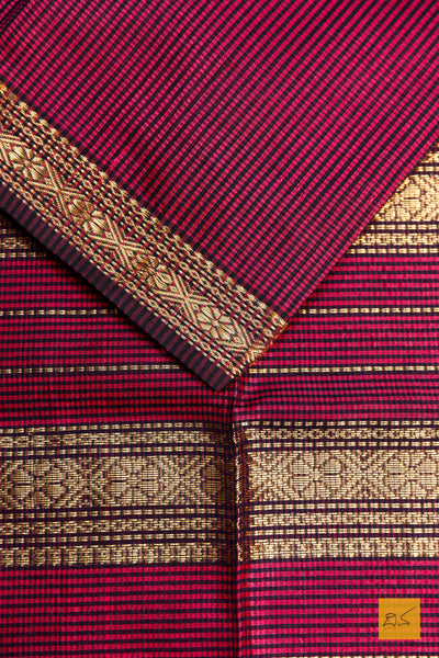 Jalajakshi- Pink-Black Maheshwari Garbh Reshmi Handwoven Saree