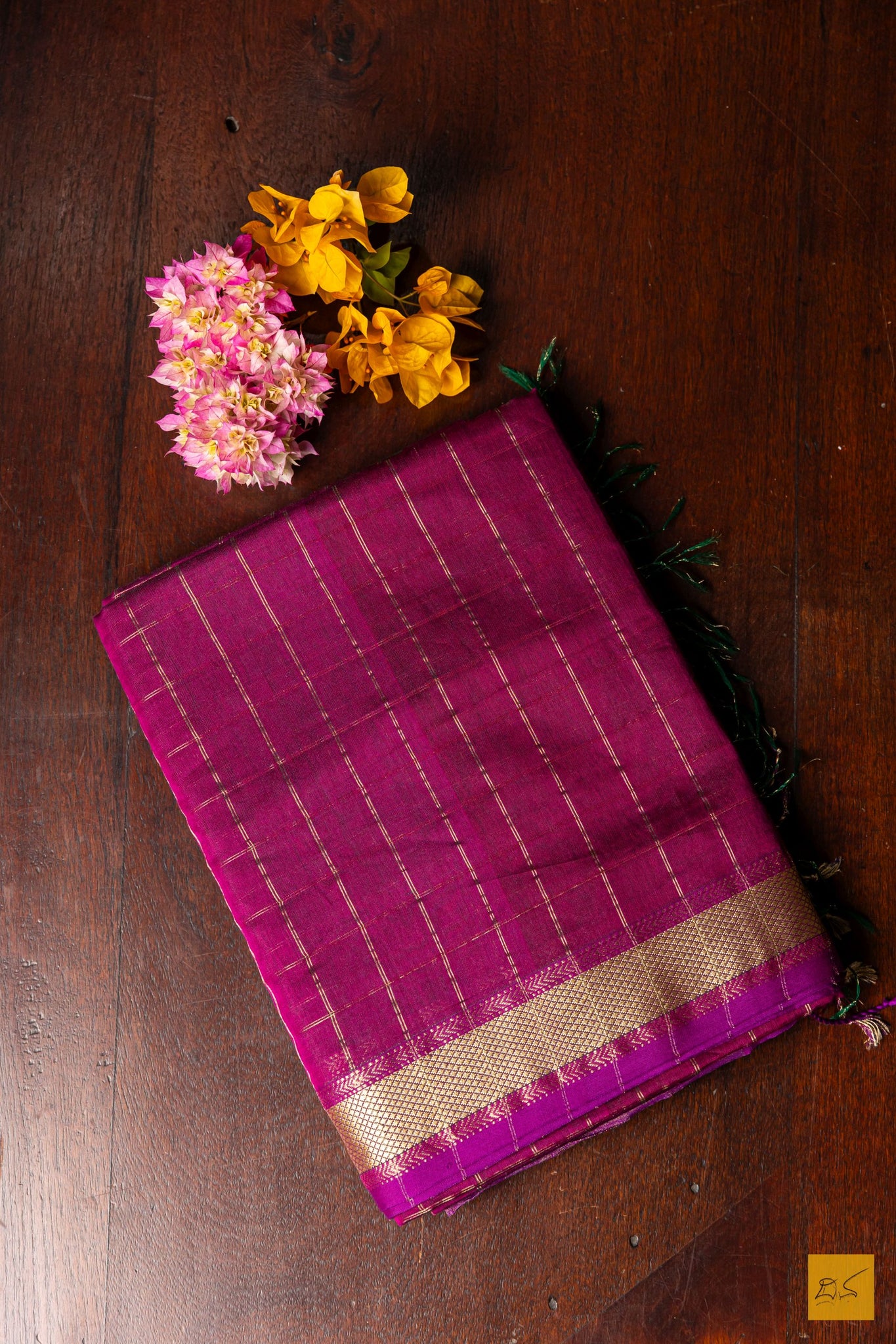 Shanthala- Purple Maheshwari Silk Cotton Handwoven Saree