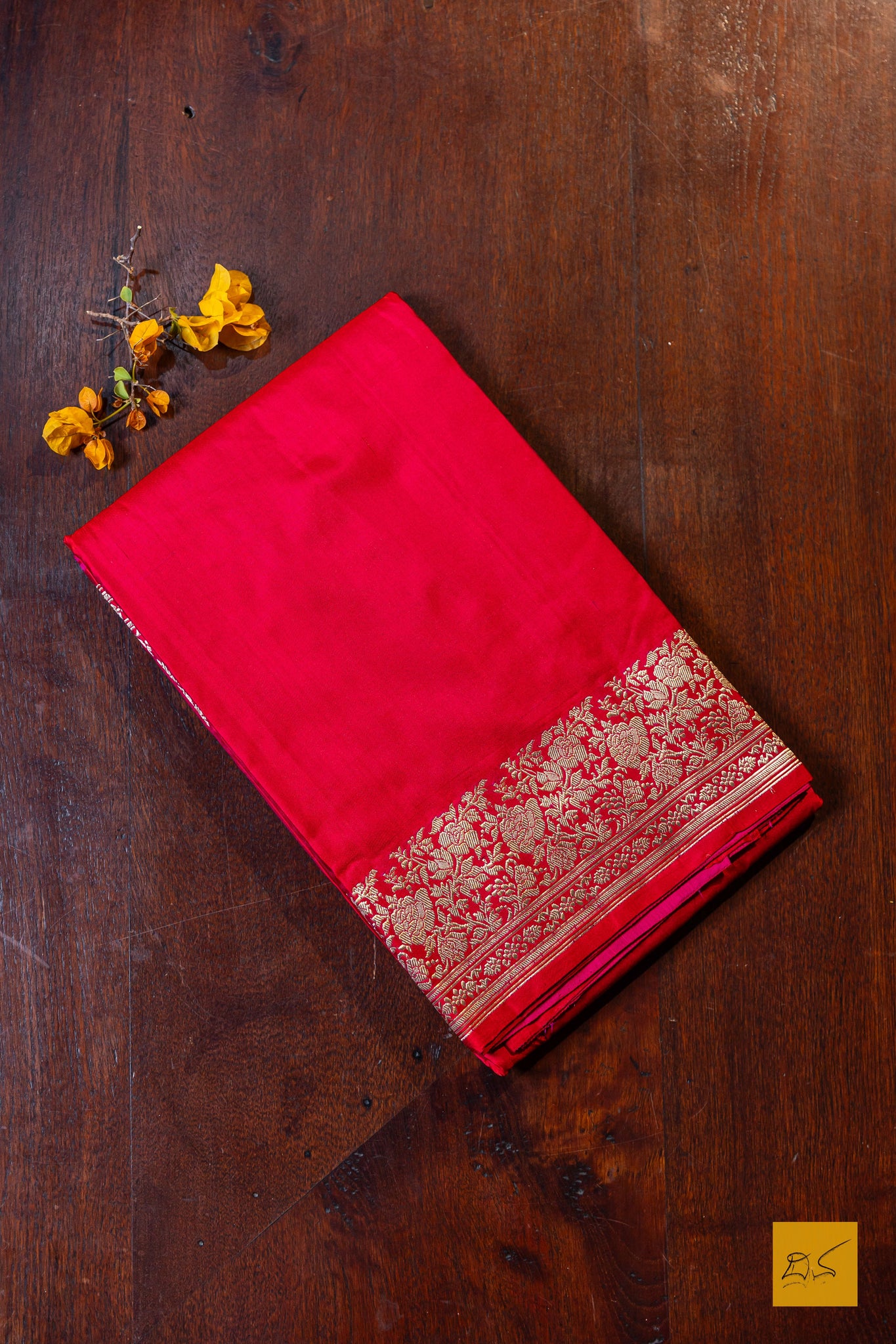 Pragna- Red Banarasi Satin Silk Handwoven Saree