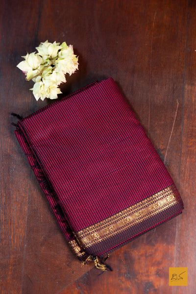 Jalajakshi- Pink-Black Maheshwari Garbh Reshmi Handwoven Saree