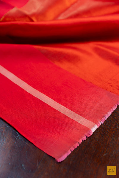 Kavya- Orange Chanderi Pure Silk Handwoven Saree
