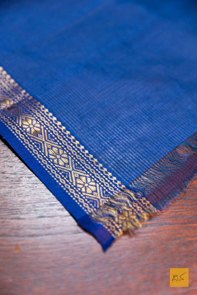 Hemalatha- Blue Maheshwari Garbh Reshmi Handwoven Saree