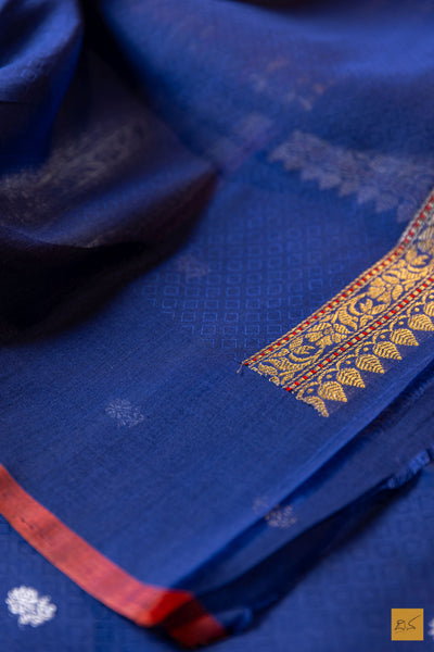Prabha- Blue Banarasi Pure Cotton Handwoven Saree