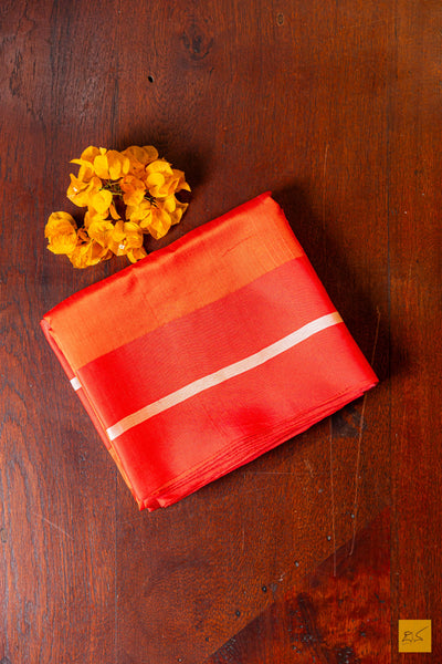 Kavya- Orange Chanderi Pure Silk Handwoven Saree