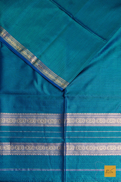Hemalatha- Blue Maheshwari Garbh Reshmi Handwoven Saree