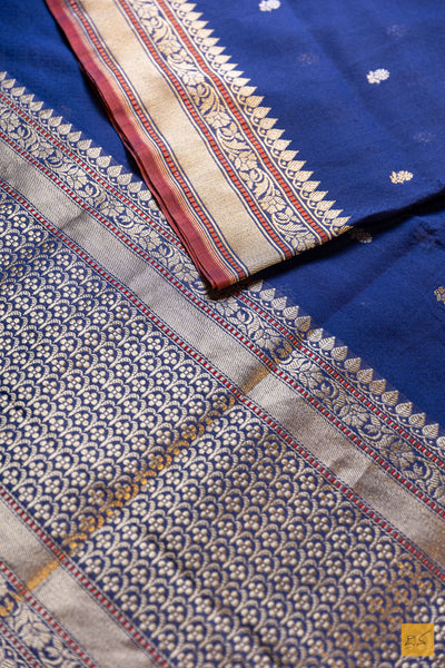 Prabha- Blue Banarasi Pure Cotton Handwoven Saree