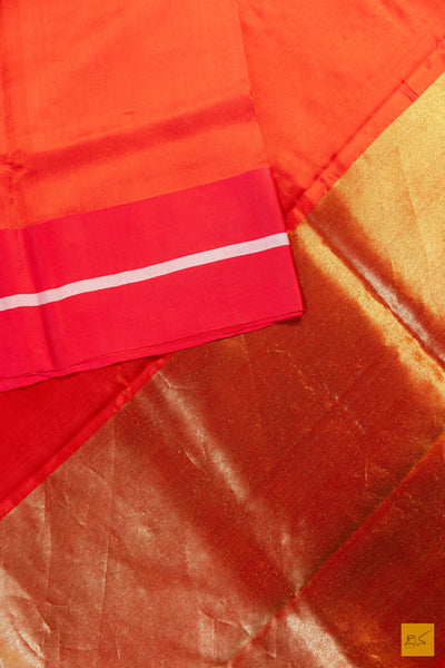 Kavya- Orange Chanderi Pure Silk Handwoven Saree