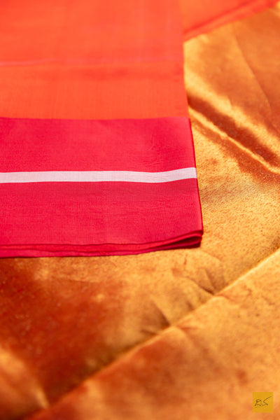 Kavya- Orange Chanderi Pure Silk Handwoven Saree