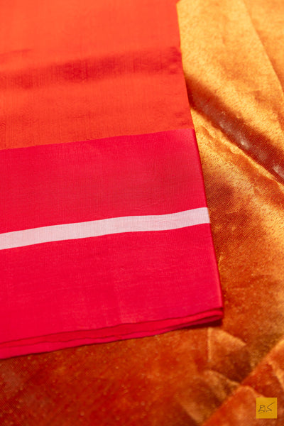Kavya- Orange Chanderi Pure Silk Handwoven Saree