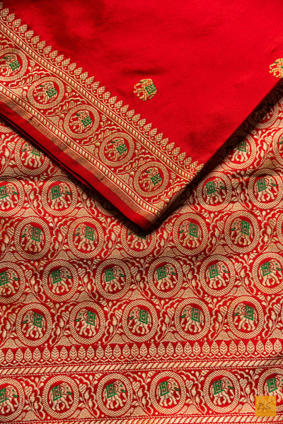 Maithili- Red Banarasi Katan Silk Handwoven Saree