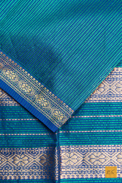 Hemalatha- Blue Maheshwari Garbh Reshmi Handwoven Saree