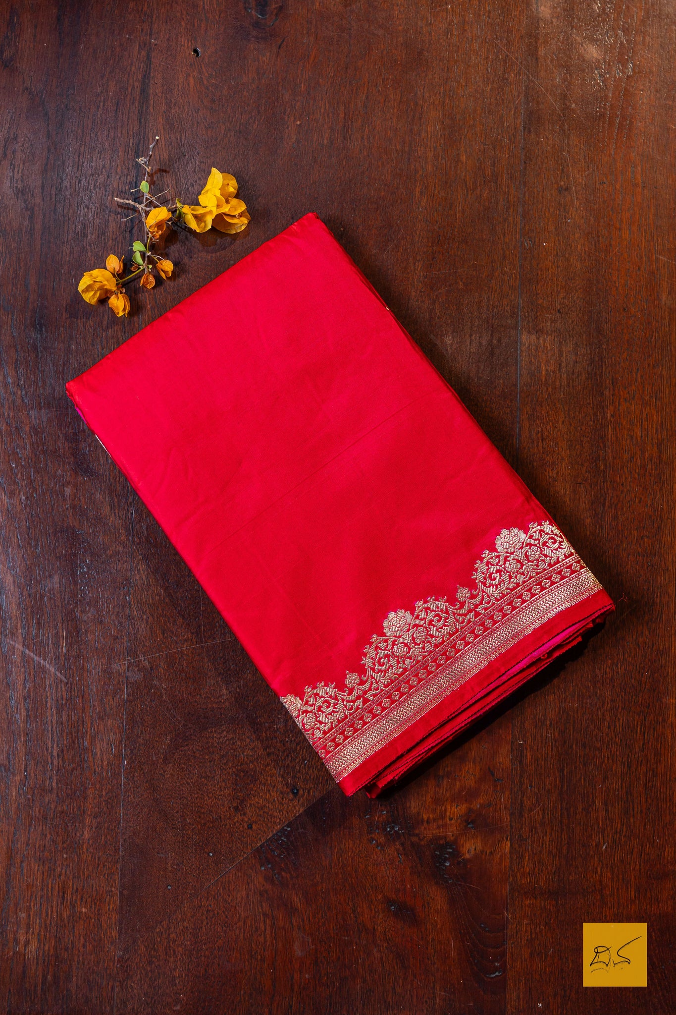 Pavana- Red Banarasi Satin Silk Handwoven Saree