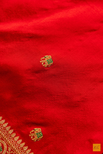Maithili- Red Banarasi Katan Silk Handwoven Saree