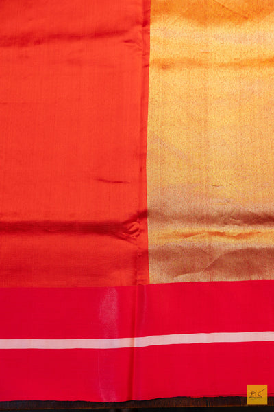 Kavya- Orange Chanderi Pure Silk Handwoven Saree
