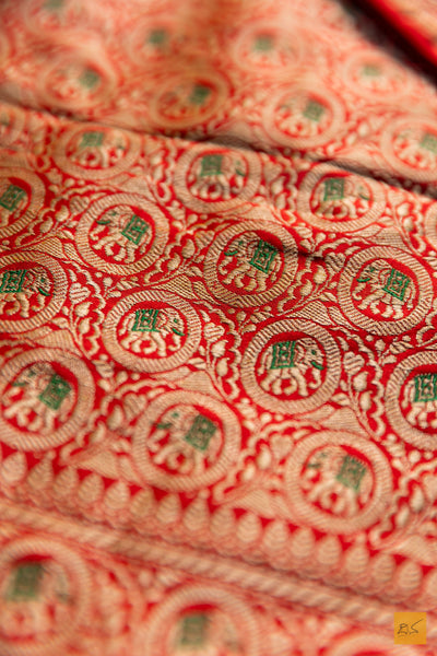 Maithili- Red Banarasi Katan Silk Handwoven Saree