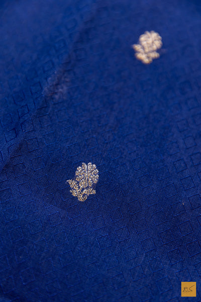 Prabha- Blue Banarasi Pure Cotton Handwoven Saree