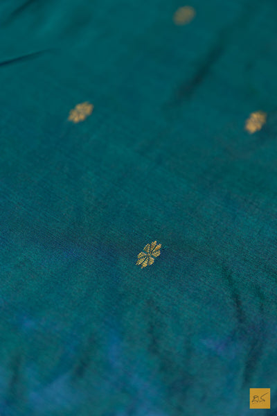 Yamuna- Peacock Blue Maheshwari Pure Silk Handwoven Saree