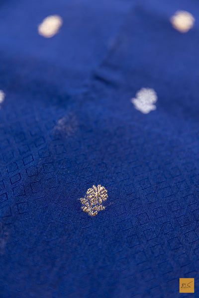 Prabha- Blue Banarasi Pure Cotton Handwoven Saree