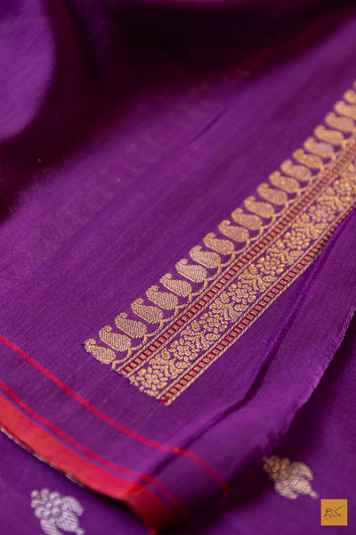 Urmila- Purple Banarasi Pure Cotton Handwoven Saree