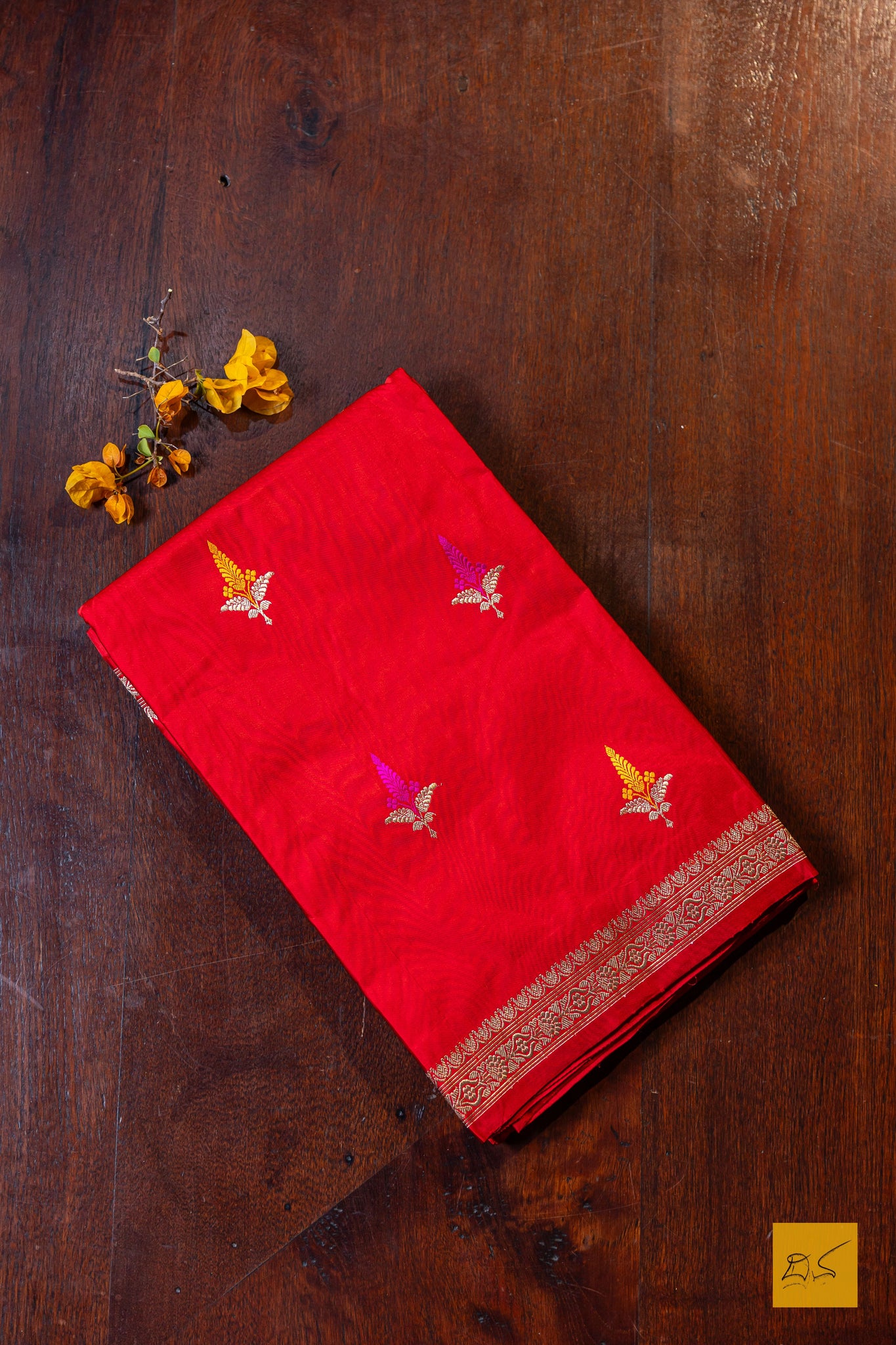 Priyankari- Red Banarasi Satin Silk Handwoven Saree