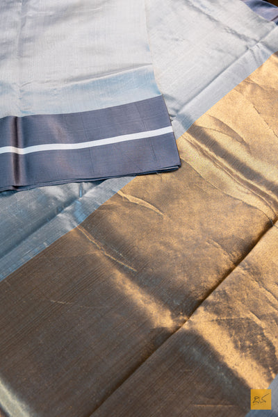 Keerthi- Grey Chanderi Pure Silk Handwoven Saree